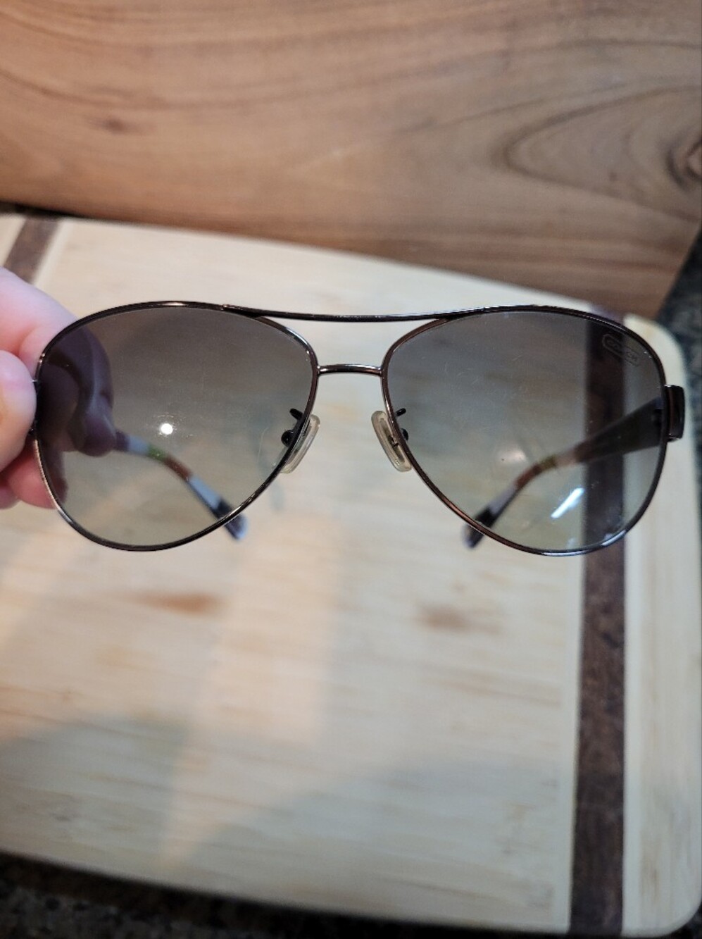 Coach Aviator Sunglasses - Brown Frame, Gray Lenses